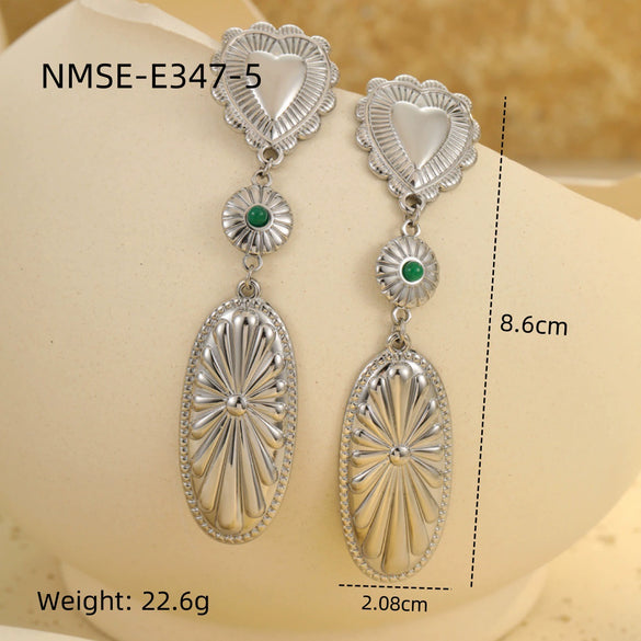 Wholesale Jewelry Stainless Steel Geometric Tassel Design Electroplated Earrings And Necklace For Women