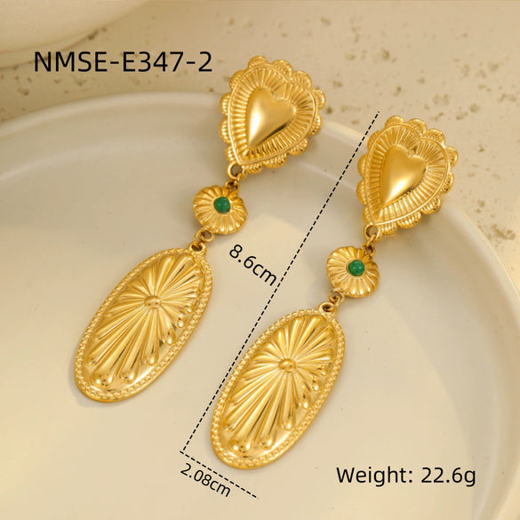 Wholesale Jewelry Stainless Steel Geometric Tassel Design Electroplated Earrings And Necklace For Women