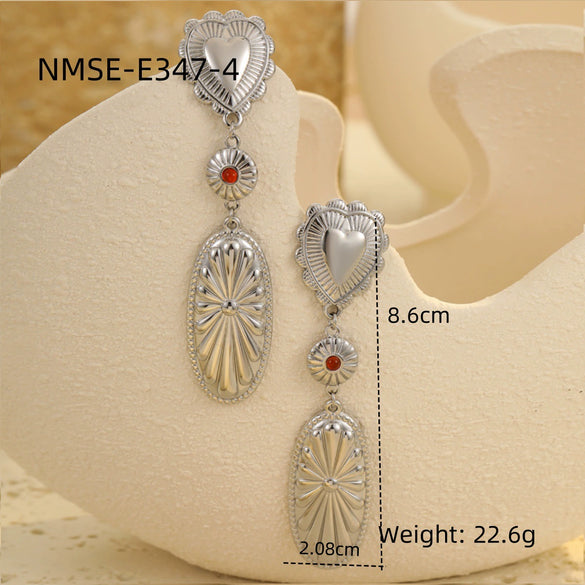 Wholesale Jewelry Stainless Steel Geometric Tassel Design Electroplated Earrings And Necklace For Women