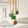 Wholesale Jewelry Stainless Steel Geometric Tiger Eye Stone Necklace For Women Electroplated