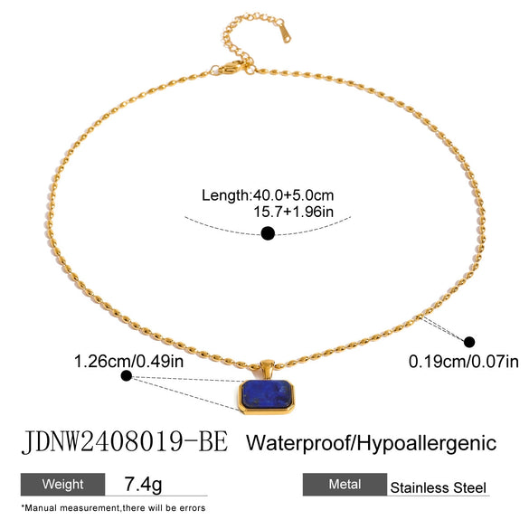 Wholesale Jewelry Stainless Steel Geometric Tiger Eye Stone Necklace For Women Electroplated