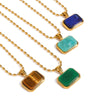 Wholesale Jewelry Stainless Steel Geometric Tiger Eye Stone Necklace For Women Electroplated