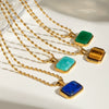 Wholesale Jewelry Stainless Steel Geometric Tiger Eye Stone Necklace For Women Electroplated