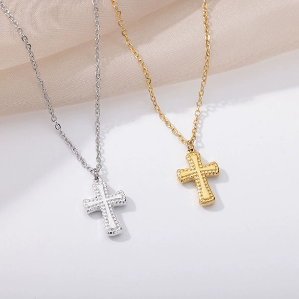 Wholesale Jewelry Stainless Steel Geometric Tree Of Life Cross Electroplated Pendant Necklace Unisex