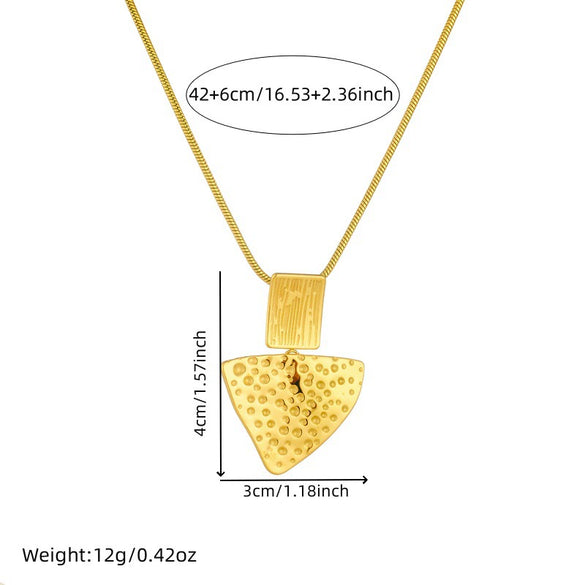 Wholesale Jewelry Stainless Steel Geometric Triangle Irregular Bump Electroplated Earrings Necklaces Rings Set For Women
