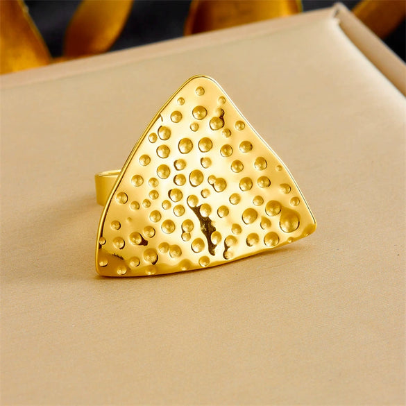 Wholesale Jewelry Stainless Steel Geometric Triangle Irregular Bump Electroplated Earrings Necklaces Rings Set For Women