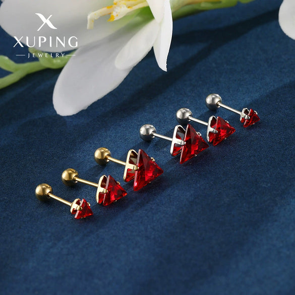 Wholesale Jewelry Stainless Steel Geometric Triangle Stud Earrings Electroplated