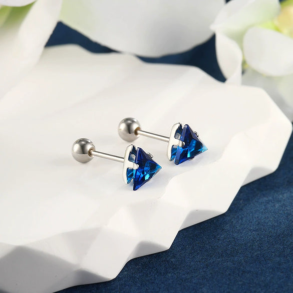 Wholesale Jewelry Stainless Steel Geometric Triangle Stud Earrings Electroplated