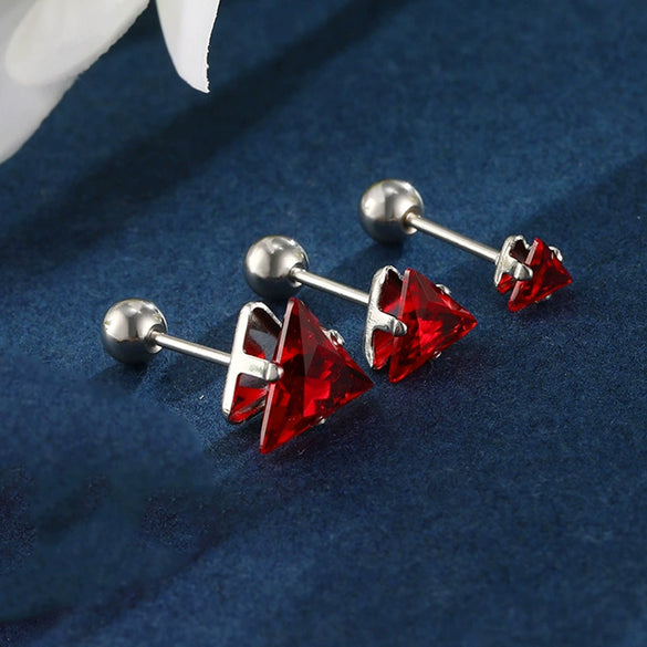 Wholesale Jewelry Stainless Steel Geometric Triangle Stud Earrings Electroplated