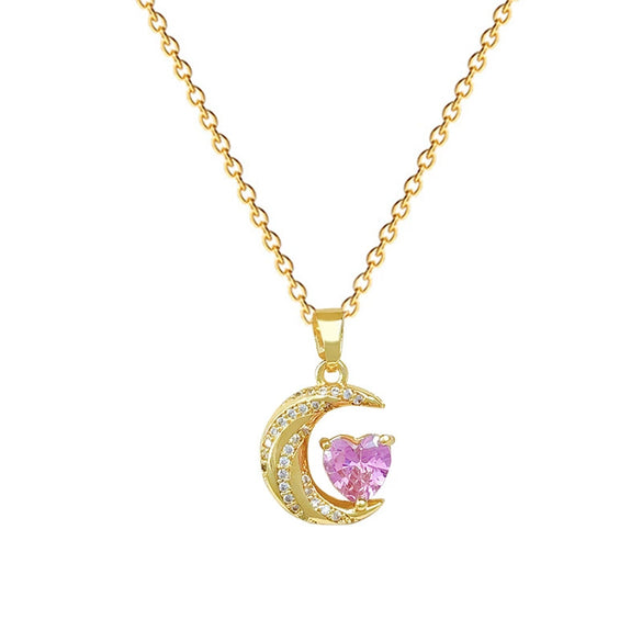 Wholesale Jewelry Stainless Steel Geometric Twisted Moon Pendant Necklace Unisex