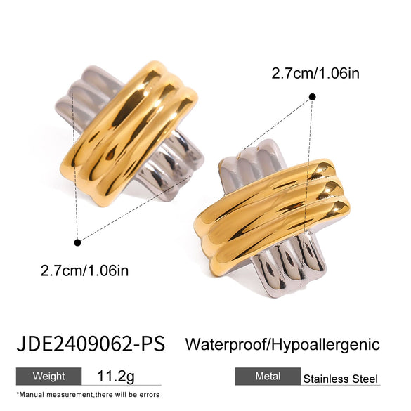 Wholesale Jewelry Stainless Steel Geometric Vacuum Plated Earrings For Women