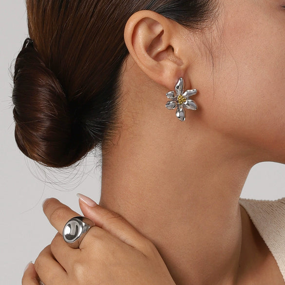 Wholesale Jewelry Stainless Steel Geometric Vacuum Plated Earrings For Women