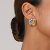 Wholesale Jewelry Stainless Steel Geometric Vacuum Plated Twocolor Gold And Silver Earrings