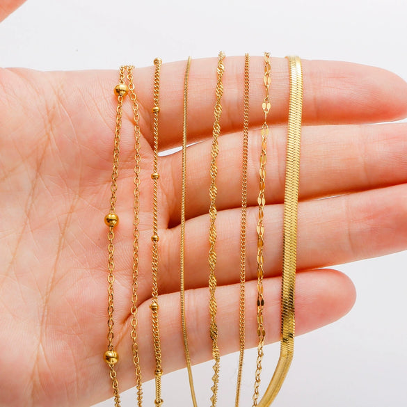 Wholesale Jewelry Stainless Steel Geometric Wave O Word Chain Electroplating Unisex Diy Handmade Decoration Materials