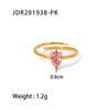 Wholesale Jewelry Stainless Steel Geometry Style Electroplating Drop Shaped Zircon Inlaid Adjustable Ring And Titanium Steel Bracelet For Women