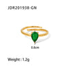 Wholesale Jewelry Stainless Steel Geometry Style Electroplating Drop Shaped Zircon Inlaid Adjustable Ring And Titanium Steel Bracelet For Women
