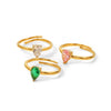 Wholesale Jewelry Stainless Steel Geometry Style Electroplating Drop Shaped Zircon Inlaid Adjustable Ring And Titanium Steel Bracelet For Women