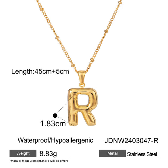 Wholesale Jewelry Stainless Steel Glossy Letter Pendant Necklace Electroplated
