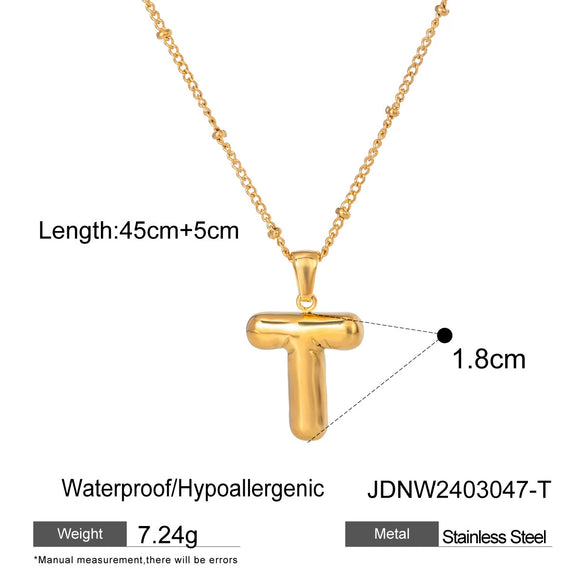 Wholesale Jewelry Stainless Steel Glossy Letter Pendant Necklace Electroplated