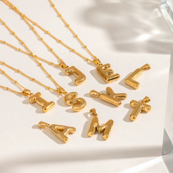 Wholesale Jewelry Stainless Steel Glossy Letter Pendant Necklace Electroplated