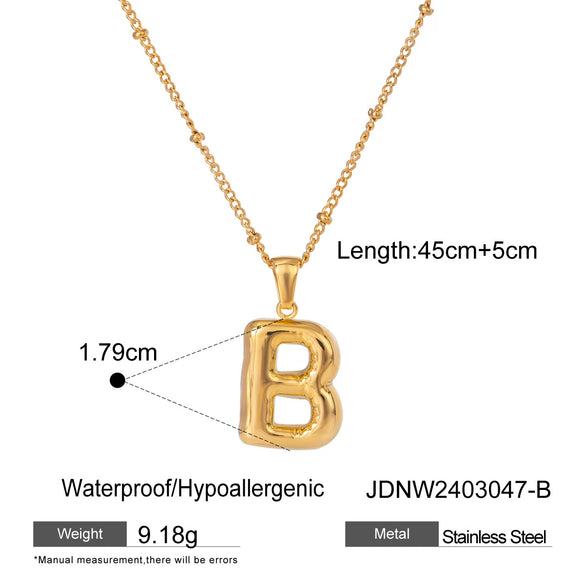 Wholesale Jewelry Stainless Steel Glossy Letter Pendant Necklace Electroplated