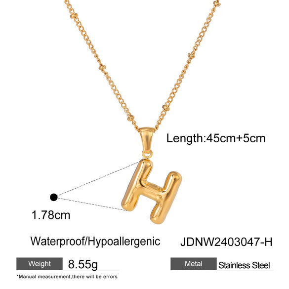 Wholesale Jewelry Stainless Steel Glossy Letter Pendant Necklace Electroplated