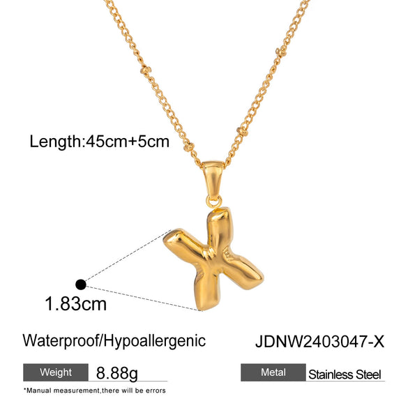 Wholesale Jewelry Stainless Steel Glossy Letter Pendant Necklace Electroplated