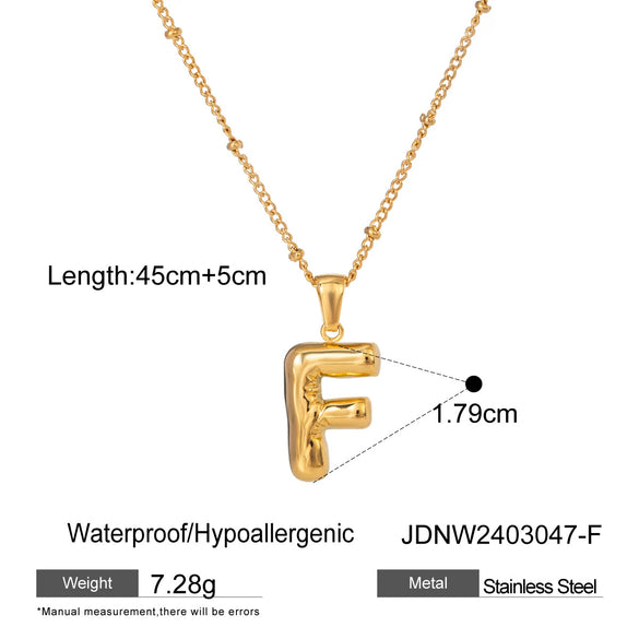 Wholesale Jewelry Stainless Steel Glossy Letter Pendant Necklace Electroplated