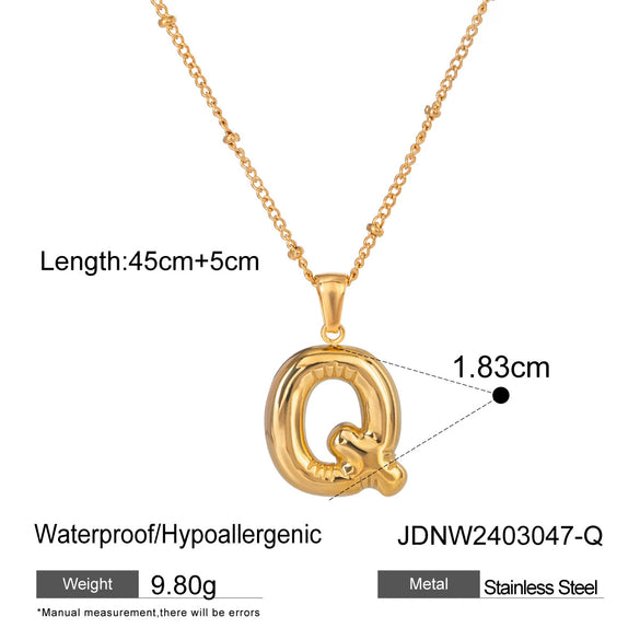 Wholesale Jewelry Stainless Steel Glossy Letter Pendant Necklace Electroplated