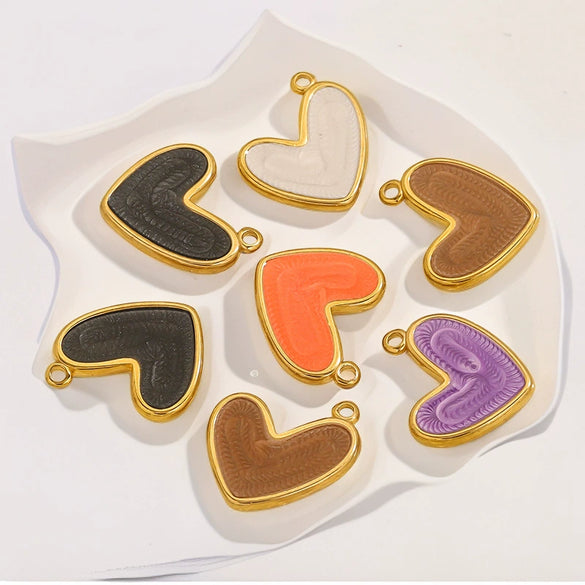 Wholesale Jewelry Stainless Steel Gold Enamel Oil Drop Love Pendant Accessories