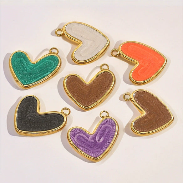 Wholesale Jewelry Stainless Steel Gold Enamel Oil Drop Love Pendant Accessories