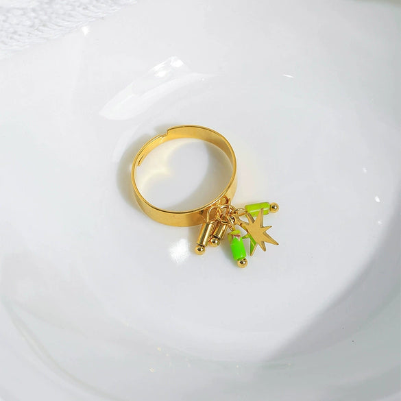 Wholesale Jewelry Stainless Steel Gold Plated Geometric Cylindrical Pendant Ring
