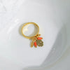 Wholesale Jewelry Stainless Steel Gold Plated Geometric Cylindrical Pendant Ring