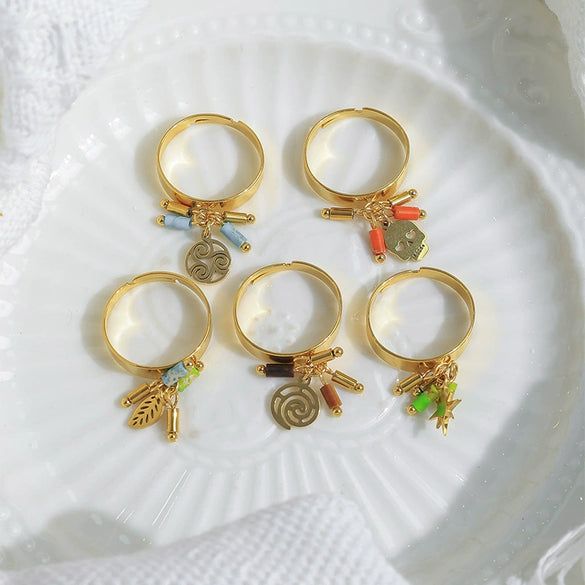 Wholesale Jewelry Stainless Steel Gold Plated Geometric Cylindrical Pendant Ring