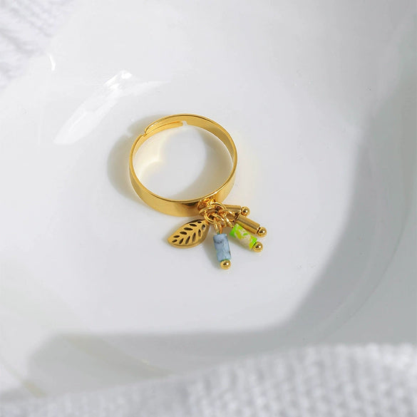 Wholesale Jewelry Stainless Steel Gold Plated Geometric Cylindrical Pendant Ring