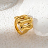 Wholesale Jewelry Stainless Steel Gold Plated Geometric Stitching Fashion Joker Ring Hollow Design