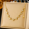 Wholesale Jewelry Stainless Steel Gold Plated Heart Shape Love Round Beads Long Tassel Chain Necklace