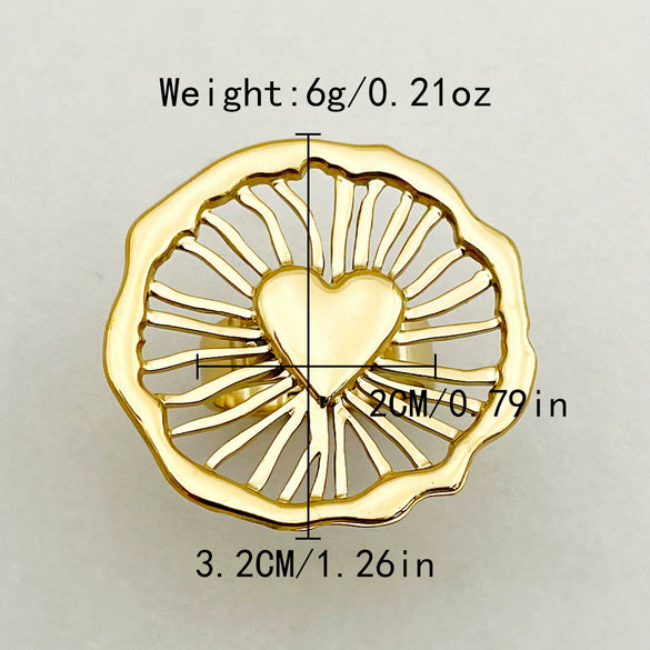 Wholesale Jewelry Stainless Steel Gold Plated Heartshaped Ring For Women