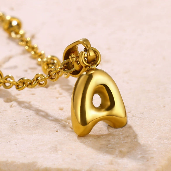 Wholesale Jewelry Stainless Steel Gold Plated Mini Bubble Letter Pendant