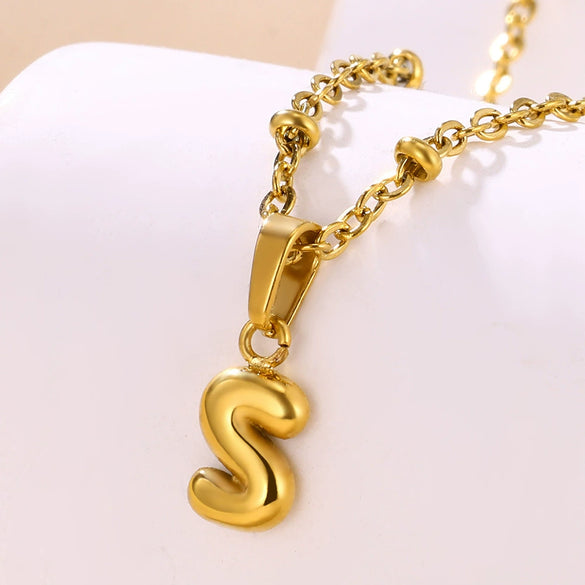Wholesale Jewelry Stainless Steel Gold Plated Mini Bubble Letter Pendant