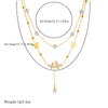 Wholesale Jewelry Stainless Steel Gold Plated Pearl Butterfly Chain Necklace Retro Simple Double Layer Stacked Fashion