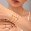 Wholesale Jewelry Stainless Steel Gold Plated Zircon Fourleaf Flower Doublelayer Necklace And Bracelet Set For Women