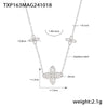 Wholesale Jewelry Stainless Steel Gold Plated Zircon Fourleaf Flower Doublelayer Necklace And Bracelet Set For Women