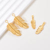 Wholesale Jewelry Stainless Steel Golden Feather Leaves Pendant Electroplated Accessories Necklace Earrings