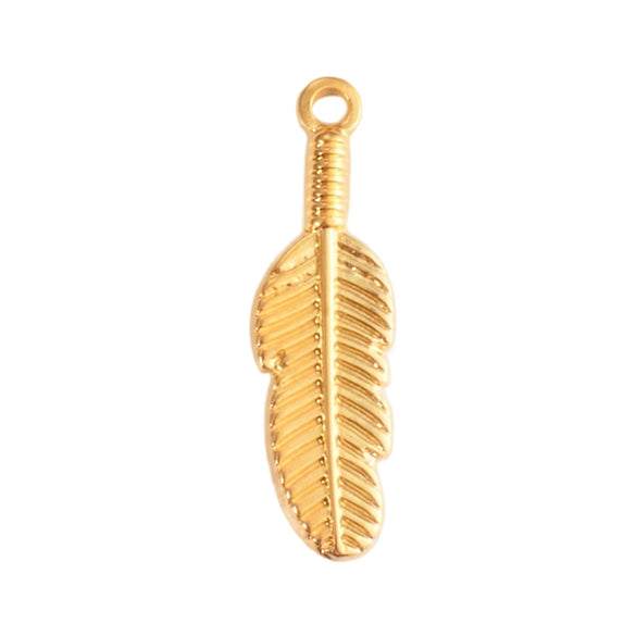 Wholesale Jewelry Stainless Steel Golden Feather Leaves Pendant Electroplated Accessories Necklace Earrings