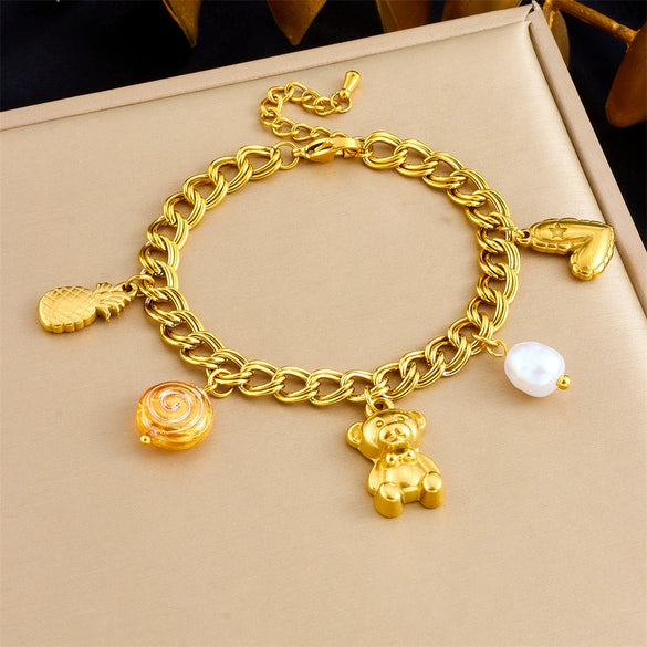 Wholesale Jewelry Stainless Steel Goldplated Animal Zodiac Pendant Bracelet