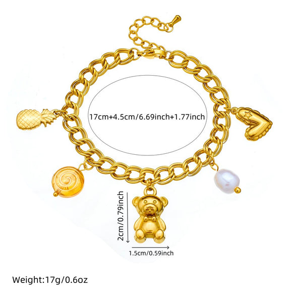 Wholesale Jewelry Stainless Steel Goldplated Animal Zodiac Pendant Bracelet