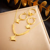 Wholesale Jewelry Stainless Steel Goldplated Butterfly Insect Pattern Simple Style Accessories Set For Women