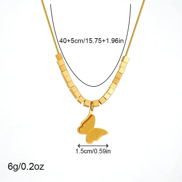 Wholesale Jewelry Stainless Steel Goldplated Butterfly Insect Pattern Simple Style Accessories Set For Women