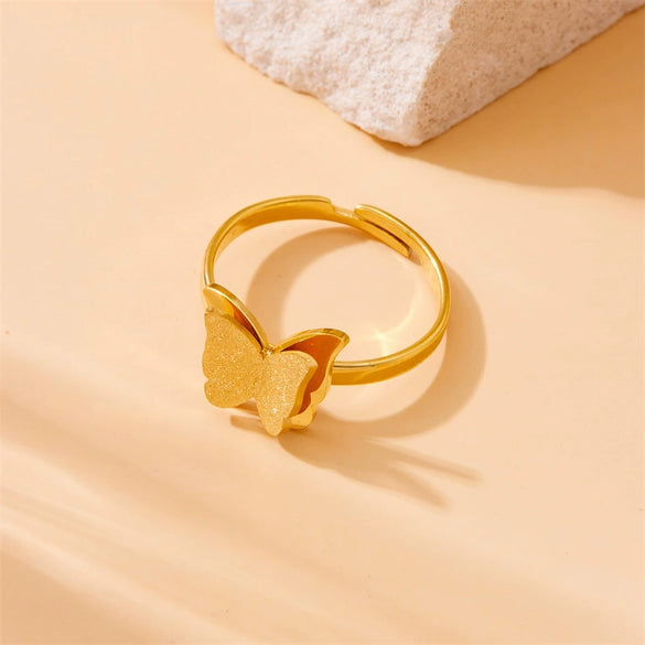 Wholesale Jewelry Stainless Steel Goldplated Butterfly Insect Pattern Simple Style Accessories Set For Women